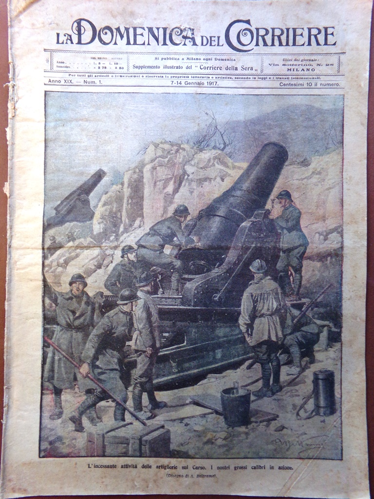 La Domenica del Corriere 7 Gennaio 1917 WW1 Verdun Austriaci …