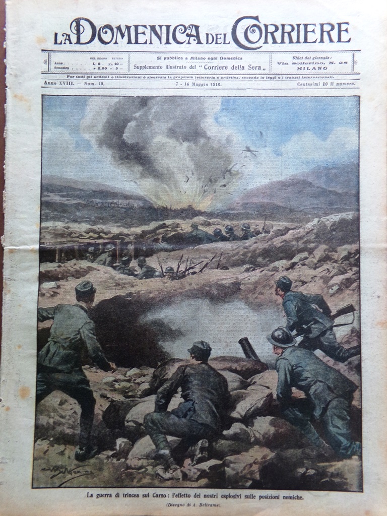 La Domenica del Corriere 7 Maggio 1916 WW1 Madrid Croce …
