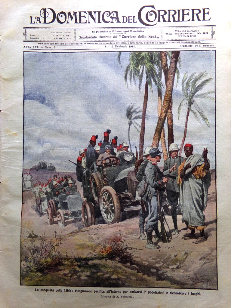 La Domenica del Corriere 8 Febbraio 1914 Libia Jon Bratianu …