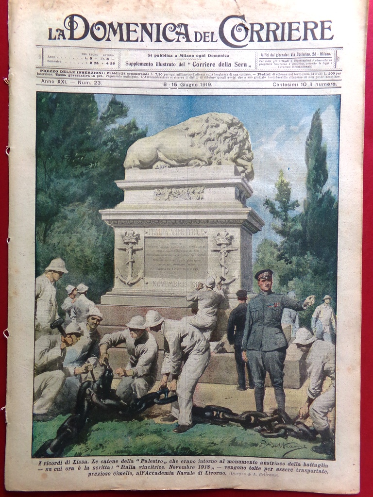 La Domenica del Corriere 8 Giugno 1919 Cimeli di Lissa …