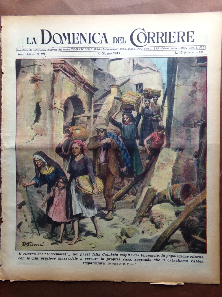 La Domenica del Corriere 8 Giugno 1947 Giro Terremoto in …