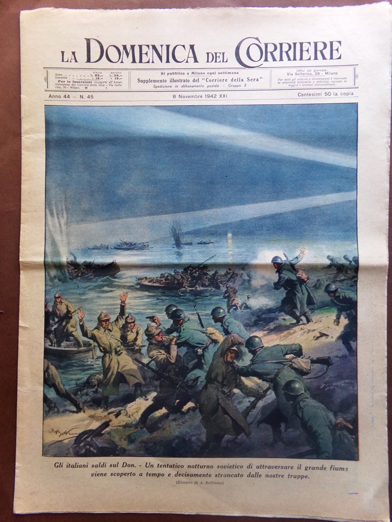 La Domenica del Corriere 8 Novembre 1942 WW2 Difesa Costiera …