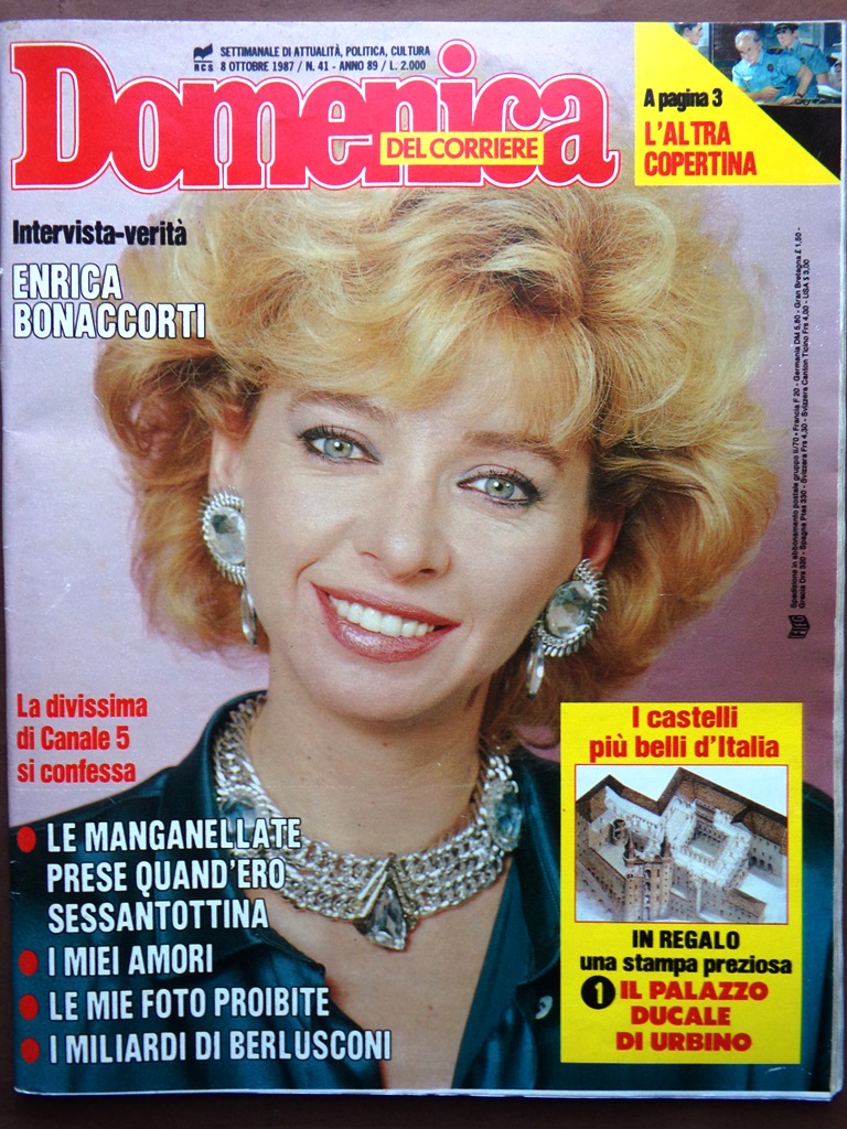 La Domenica del Corriere 8 Ottobre 1987 Castello Urbino Gelli …