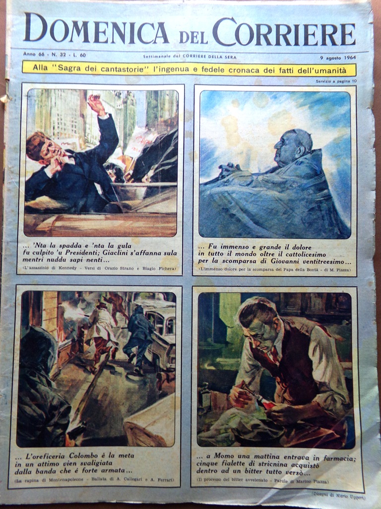 La Domenica del Corriere 9 Agosto 1964 WW1 Malcom X …