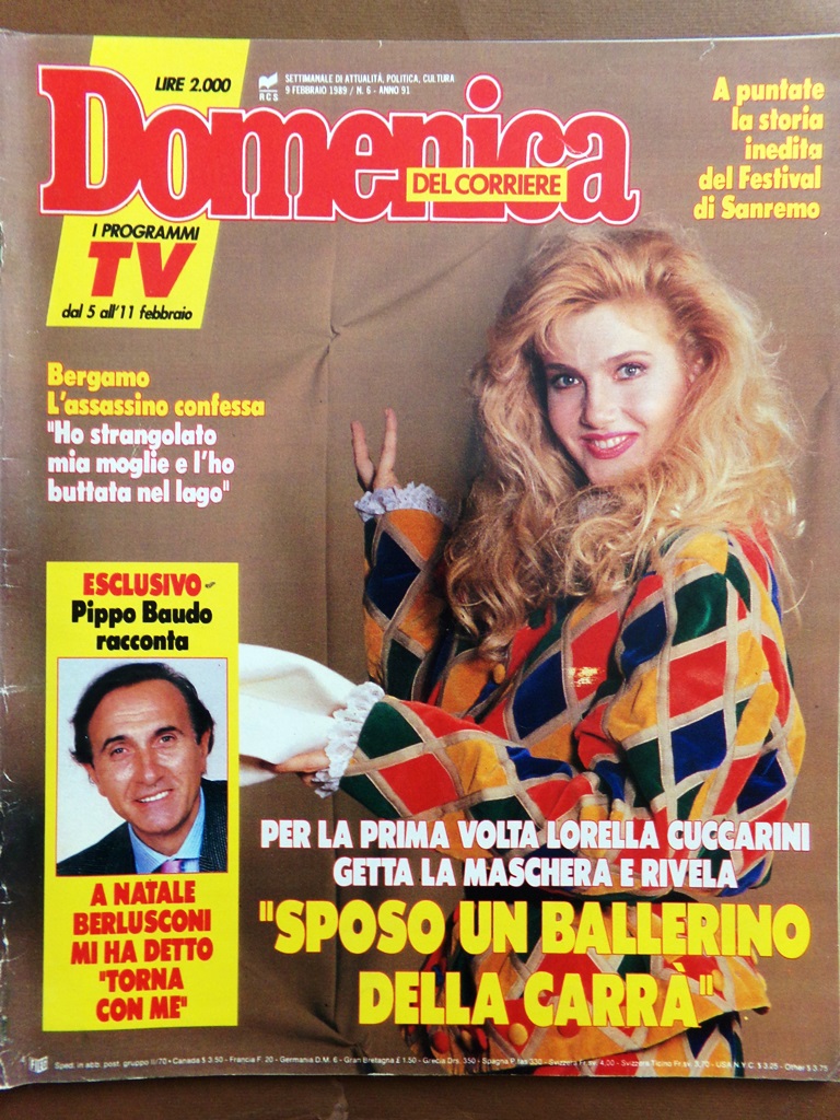 La Domenica del Corriere 9 Febbraio 1989 Sanremo Baudo Parisi …