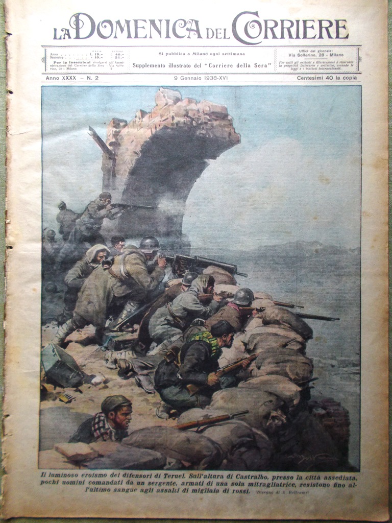La Domenica del Corriere 9 Gennaio 1938 Cordigliera Ande Inferno …