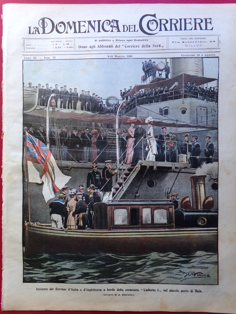La Domenica del Corriere 9 Maggio 1909 Sommergibile Foca Castello …