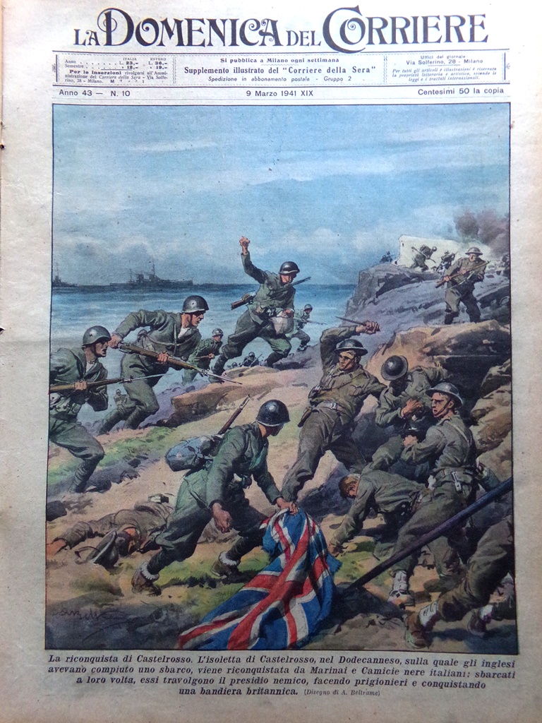 La Domenica del Corriere 9 Marzo 1941 WW2 Castelrosso Bulgaria …