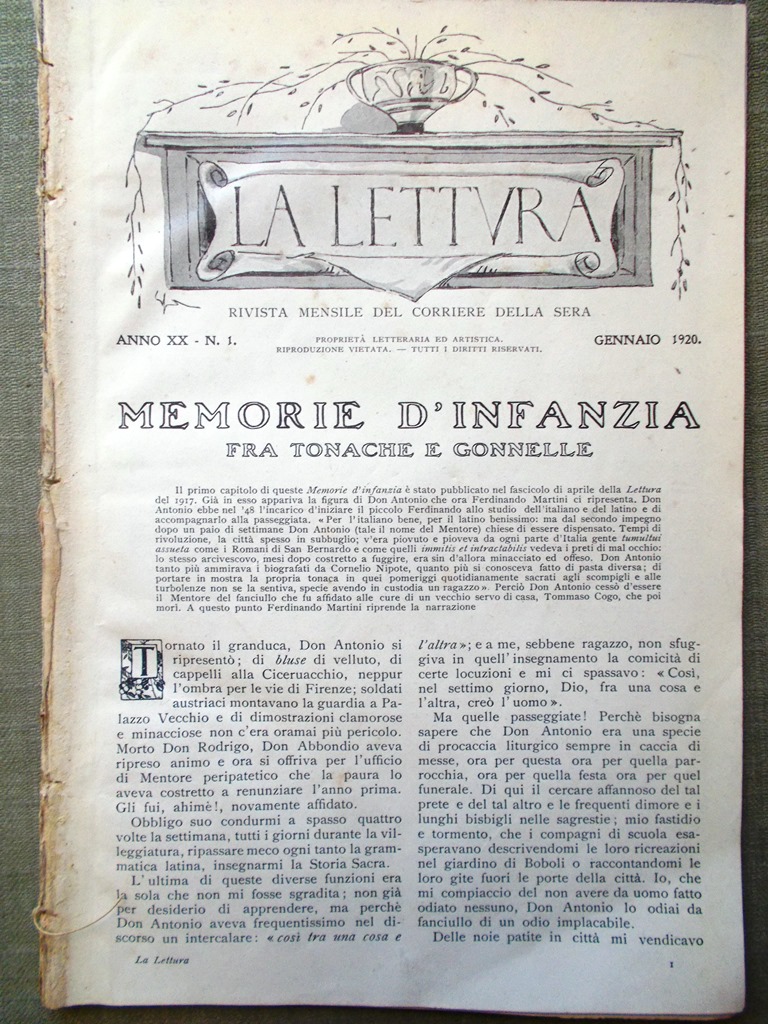 La Lettura del Gennaio 1920 Taj Mahal Reno Simboli Elettorali …