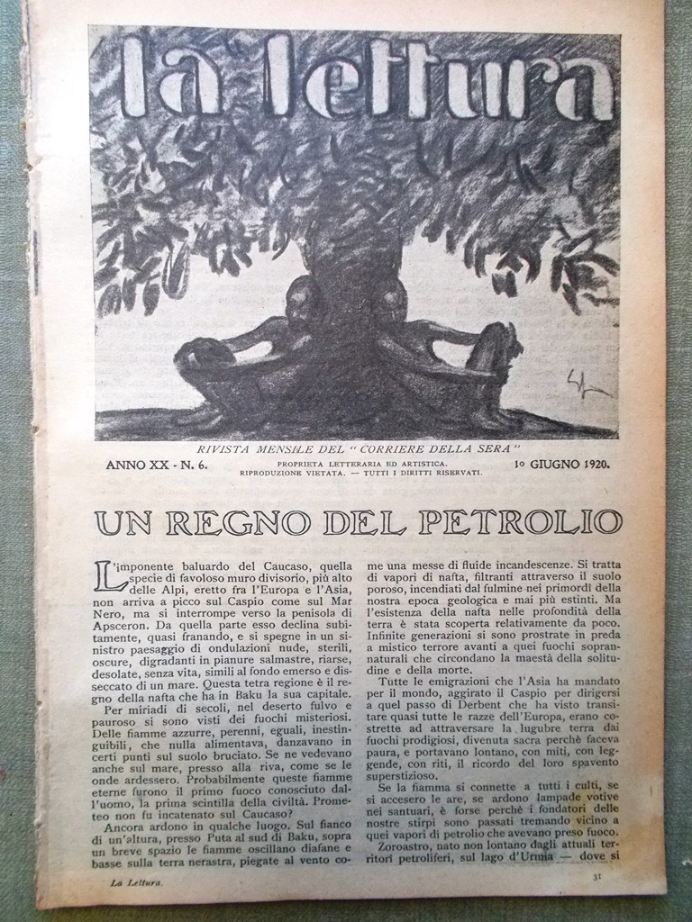 La Lettura del Giugno 1920 Giovanni Verga Palestrina Marconi Tamberlik …