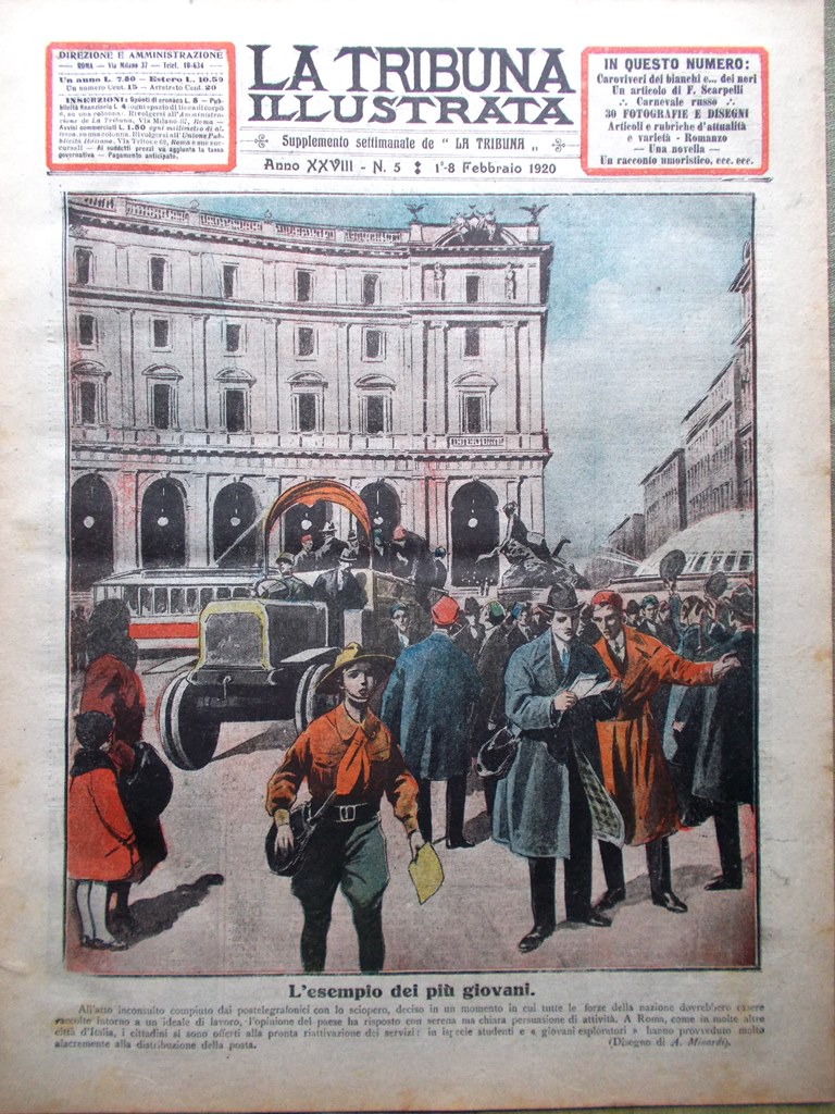 La Tribuna Illustrata 1 Febbraio 1920 Carnevale Russo Sciopero Poste …