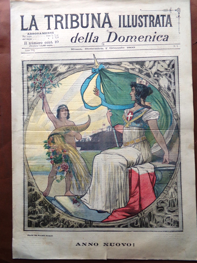 La Tribuna Illustrata 1 Gennaio 1899 Bandiera Regia Nave Umbria …