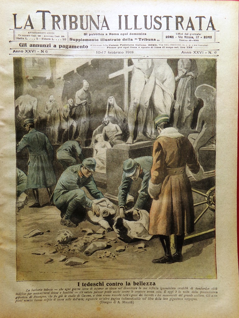 La Tribuna Illustrata 10 Febbraio 1918 WW1 Gipsoteca di Possagno …