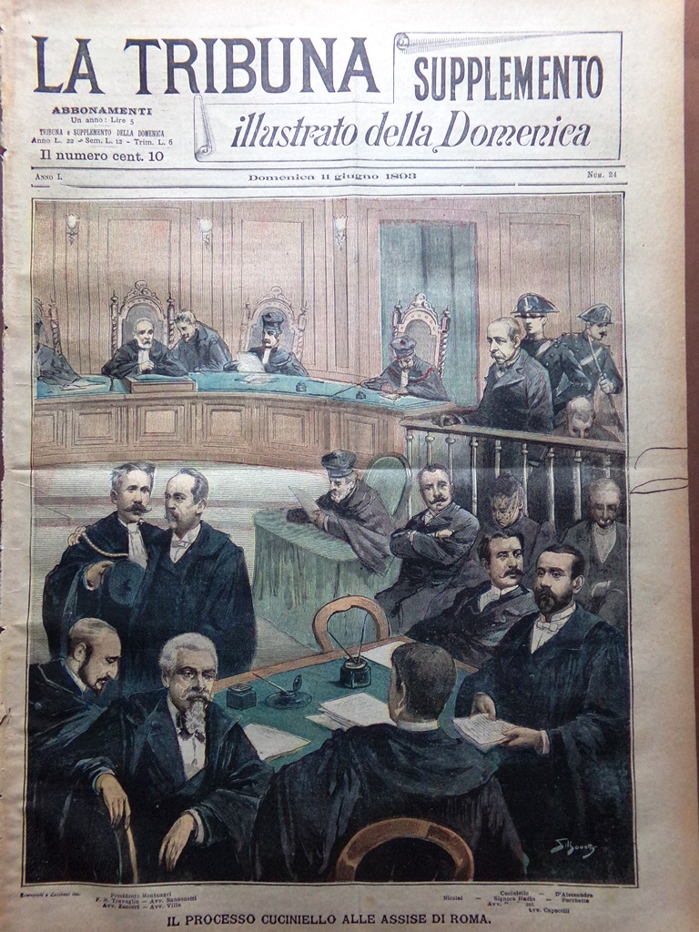 La Tribuna Illustrata 11 Giugno 1893 Processo Cuciniello Iettatura Teatro …