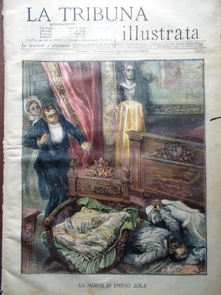 La Tribuna Illustrata 12 Ottobre 1902 Morte di Emile Zola …