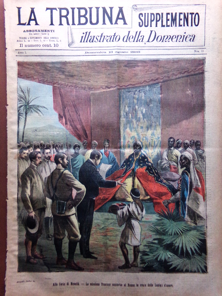 La Tribuna Illustrata 13 Agosto 1893 Re Menelik Mackay Cathedral …
