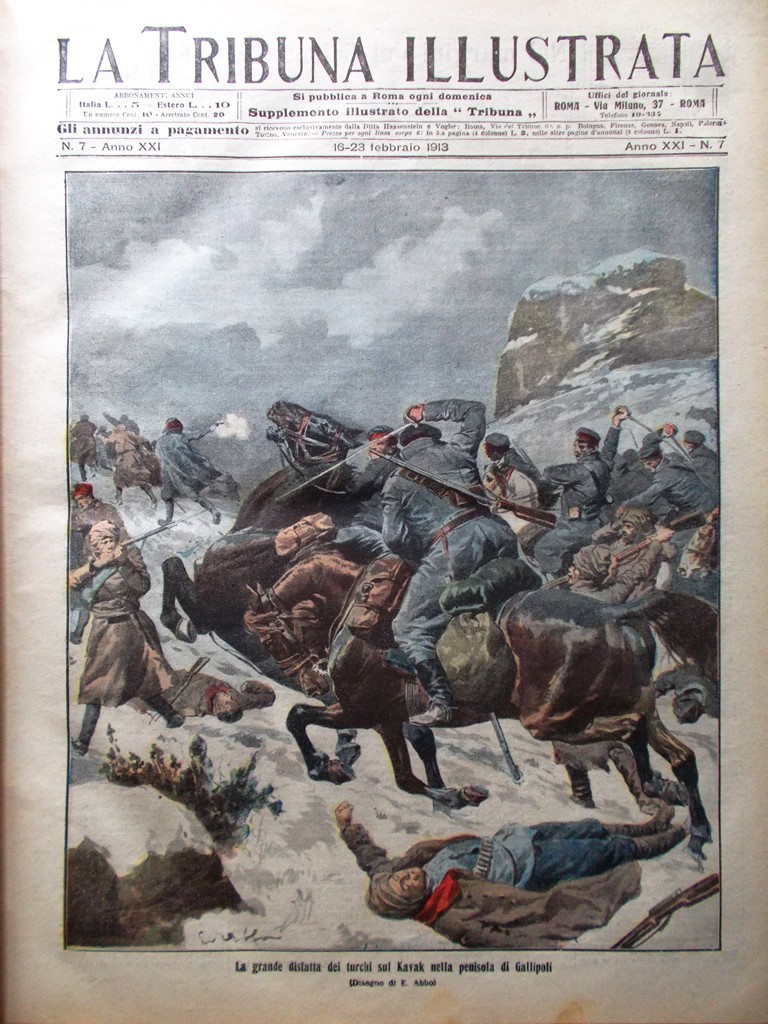La Tribuna Illustrata 16 Febbraio 1913 Turchi Kavak Wagner Pozzuoli …