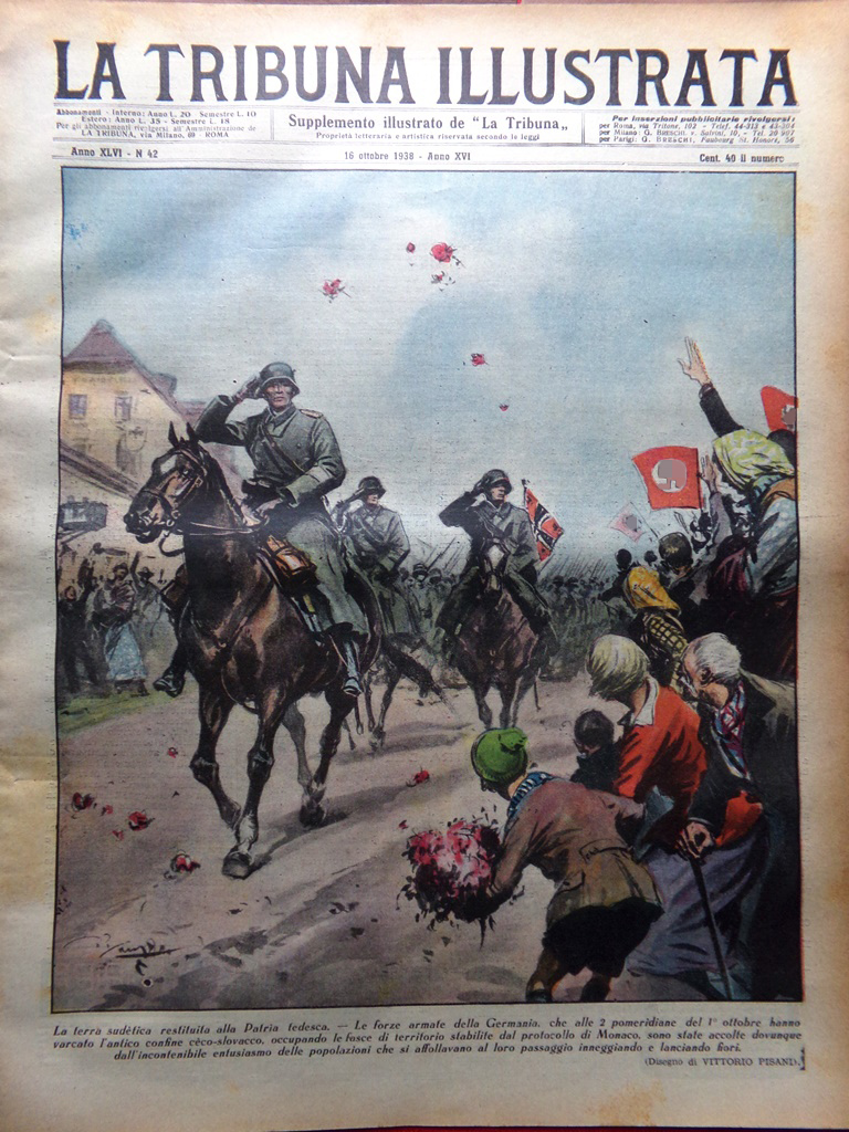 La Tribuna Illustrata 16 Ottobre 1938 Sudeti Germania Beniamino Gigli …