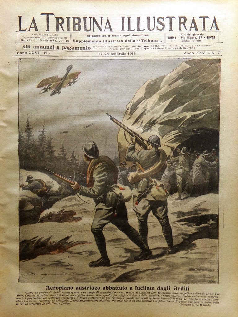 La Tribuna Illustrata 17 Febbraio 1918 WW1 Scuole Aviazione Caro …