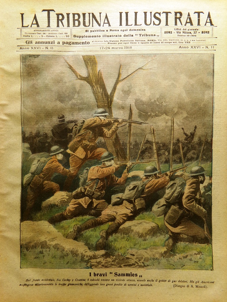 La Tribuna Illustrata 17 Marzo 1918 WW1 Sammies Figurine Guerra …