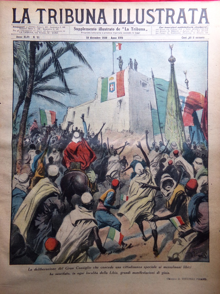 La Tribuna Illustrata 18 Dicembre 1938 Turchia Musulmani Libia Enigmisti …