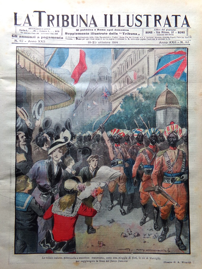 La Tribuna Illustrata 18 Ottobre 1914 WW1 Milizie Indiane Svizzera …