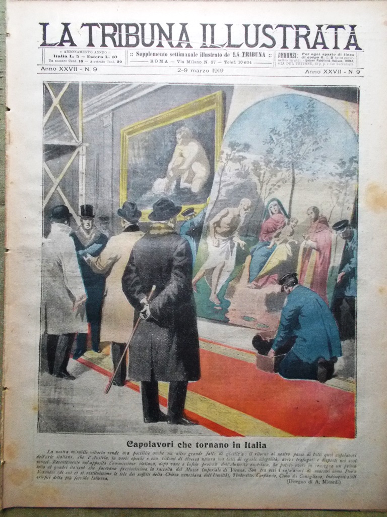 La Tribuna Illustrata 2 Marzo 1919 Armistizio Jugoslavia Rientro Capolavori …