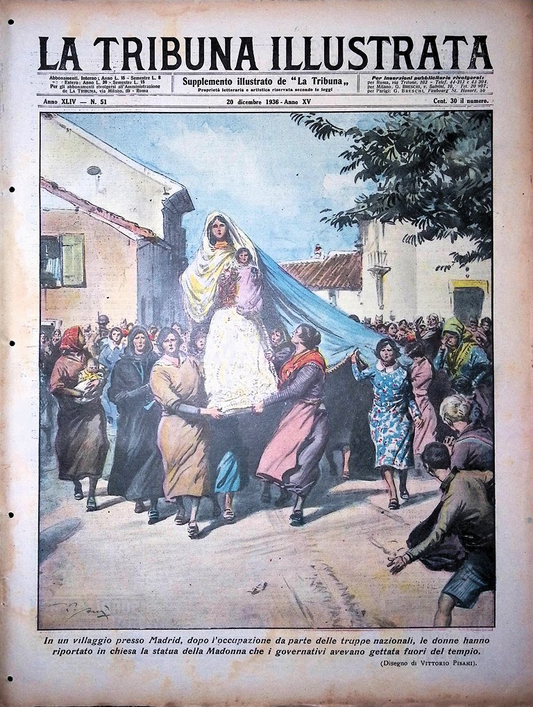 La Tribuna Illustrata 20 Dicembre 1936 Madrid Madonna Vetta Anquà …