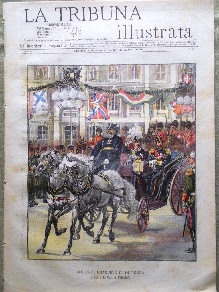 La Tribuna Illustrata 20 Luglio 1902 Russia Peterhof Romanov Castelli …