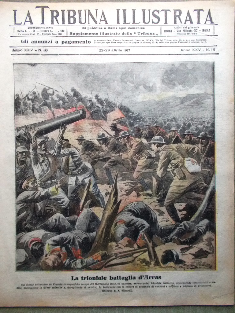 La Tribuna Illustrata 22 Aprile 1917 WW1 Battaglia Arras Esercito …