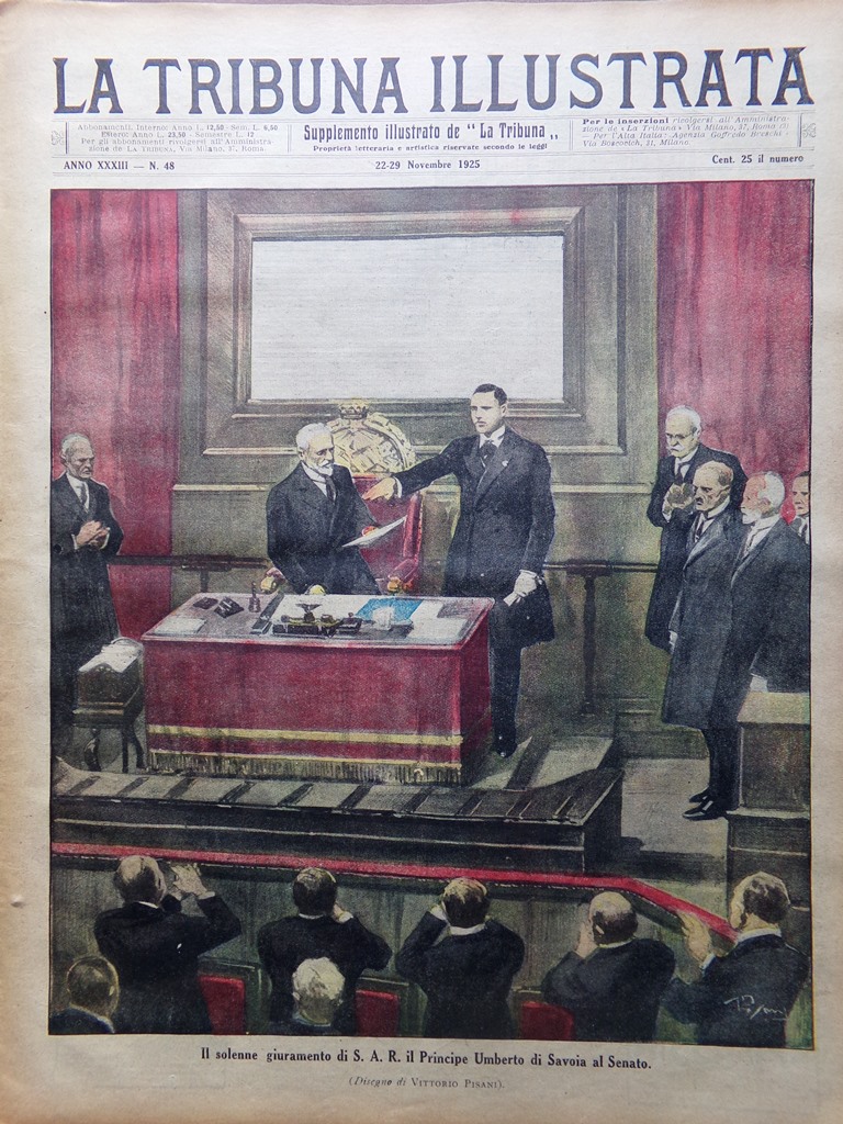 La Tribuna Illustrata 22 Novembre 1925 Umberto Savoia Occhiali Mozart …