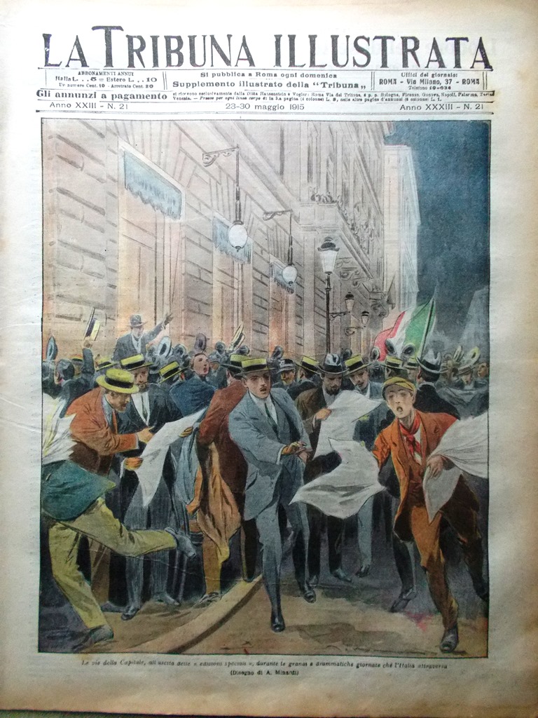 La Tribuna Illustrata 23 Maggio 1915 WW1 Alpini Tunnel Manica …