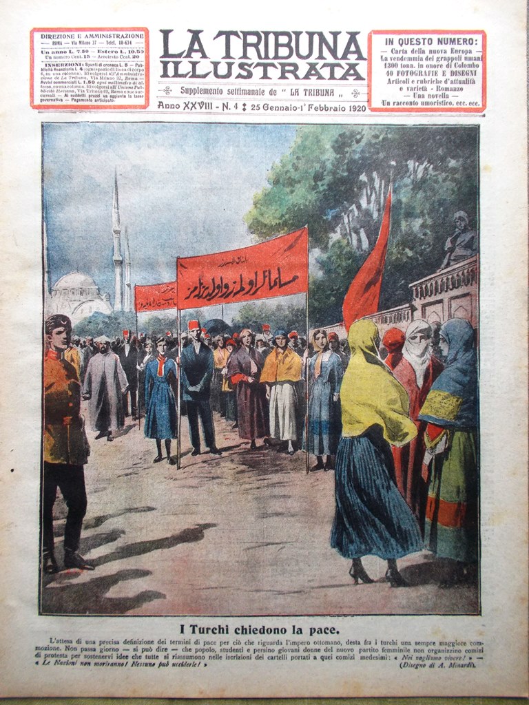 La Tribuna Illustrata 25 Gennaio 1920 Europa Turchi Aviazione Colombo …