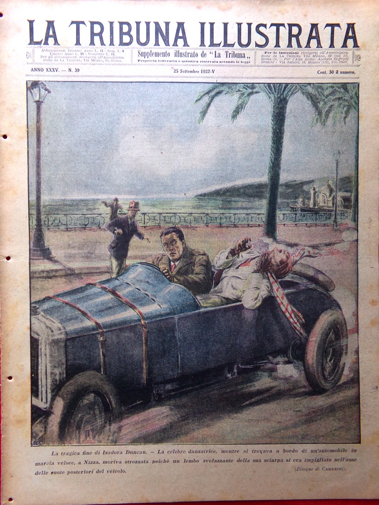 La Tribuna Illustrata 25 Settembre 1927 Lloyd Isadora Duncan Tifone …