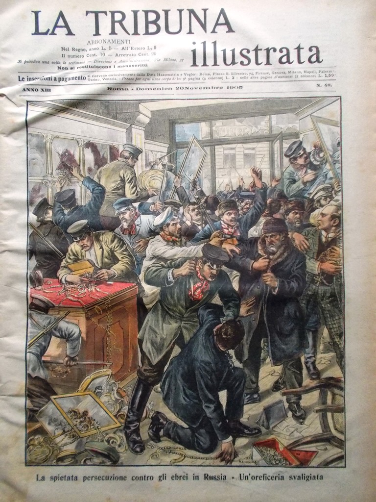 La Tribuna Illustrata 26 Novembre 1905 Antisemitismo in Russia Giove …