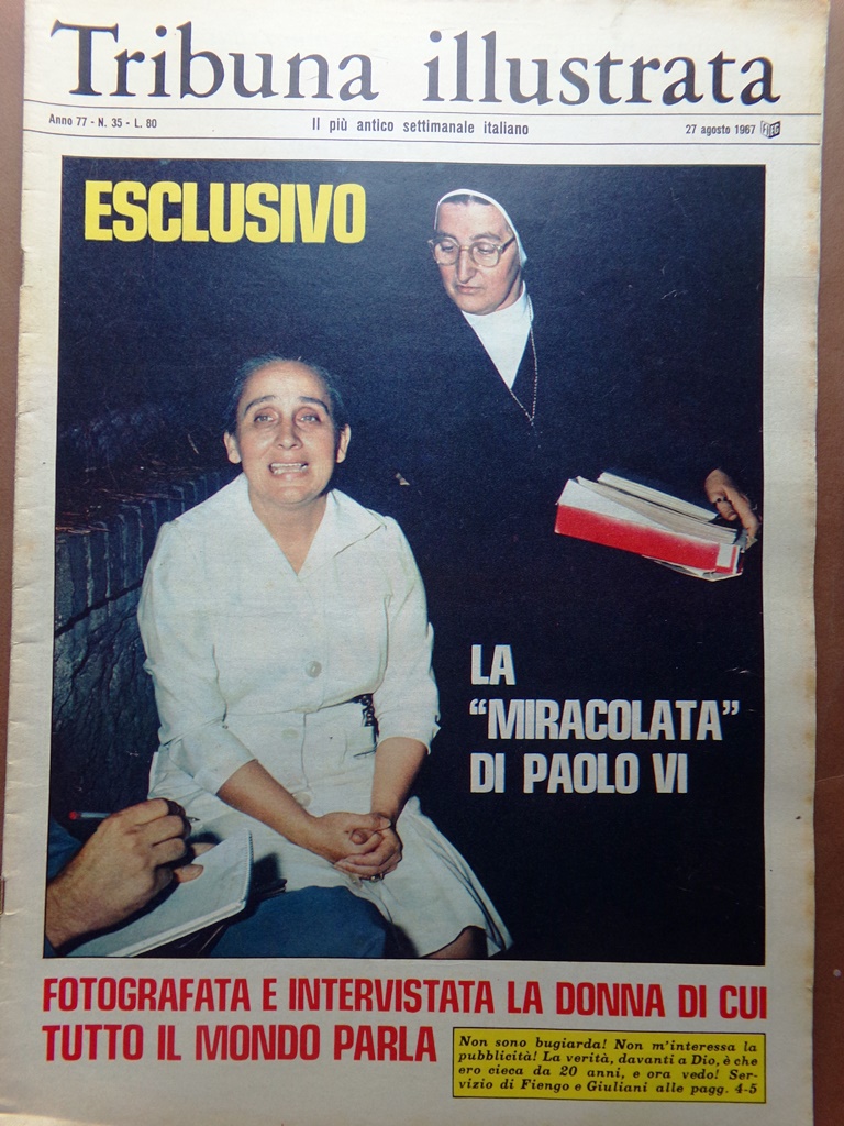 La Tribuna Illustrata 27 Agosto 1967 Miracolo Paolo VI Qualiano …