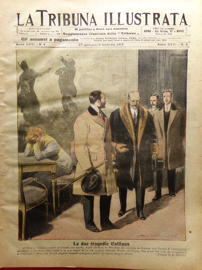 La Tribuna Illustrata 27 Gennaio 1918 WW1 Caillaux Croce Rossa …