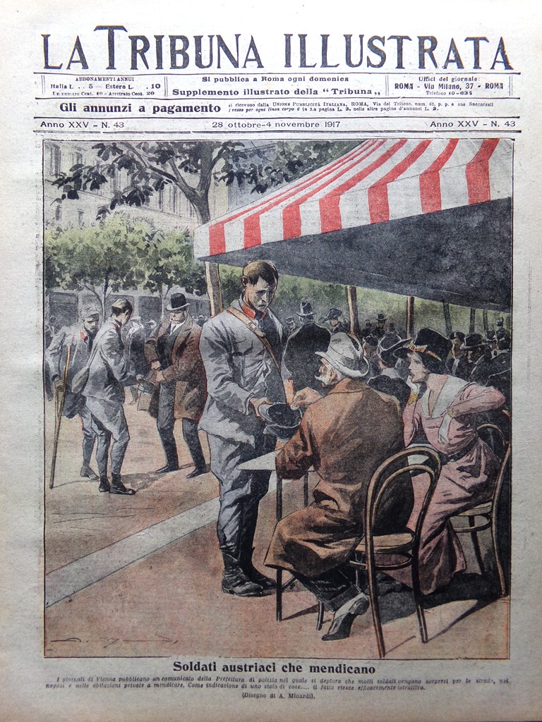 La Tribuna Illustrata 28 Ottobre 1917 WW1 Giulio Laureati Spionaggio …