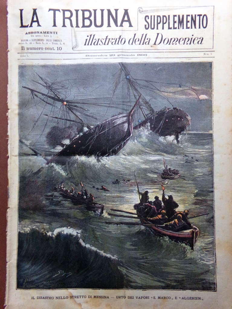 La Tribuna Illustrata 29 Gennaio 1893 Disastro Stretto Messina Crisi …
