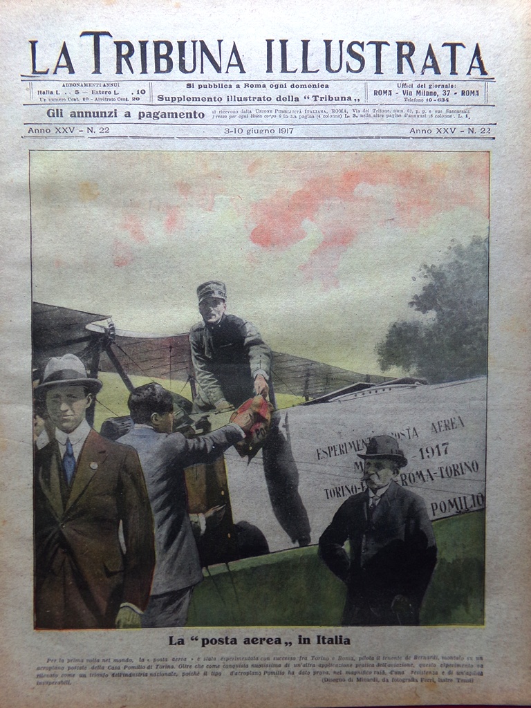 La Tribuna Illustrata 3 Giugno 1917 WW1 Posta Aerea Croce …