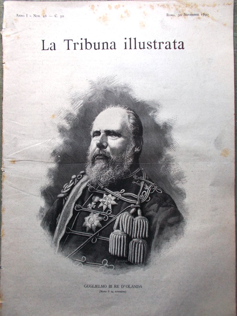 La Tribuna Illustrata 30 Novembre 1890 Morte Re d'Olanda Clementi …