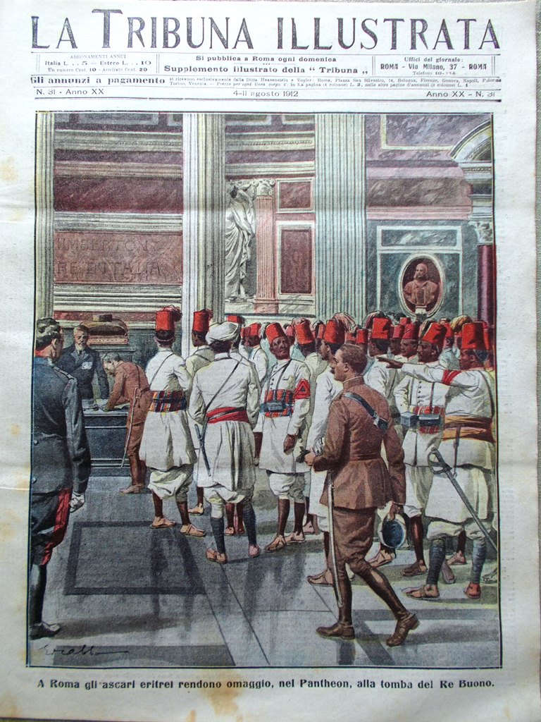 La Tribuna Illustrata 4 Agosto 1912 Ascari Dea Calì Dardanelli …