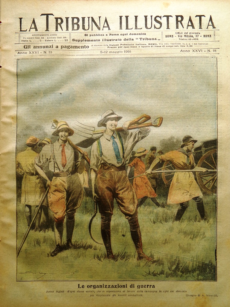 La Tribuna Illustrata 5 Maggio 1918 WW1 Donne Inglesi Senecat …