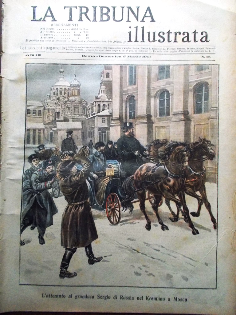 La Tribuna Illustrata 5 Marzo 1905 Sergio di Russia Cremlino …