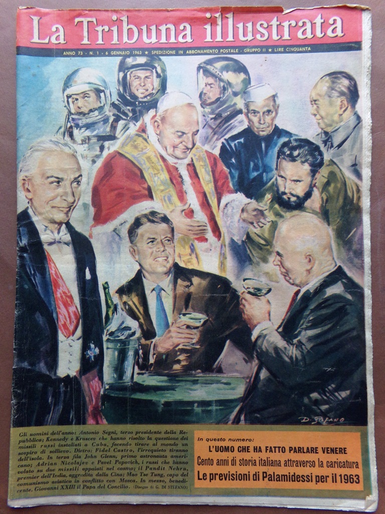 La Tribuna Illustrata 6 Gennaio 1963 Caricatura Clark Ferraro Christie …