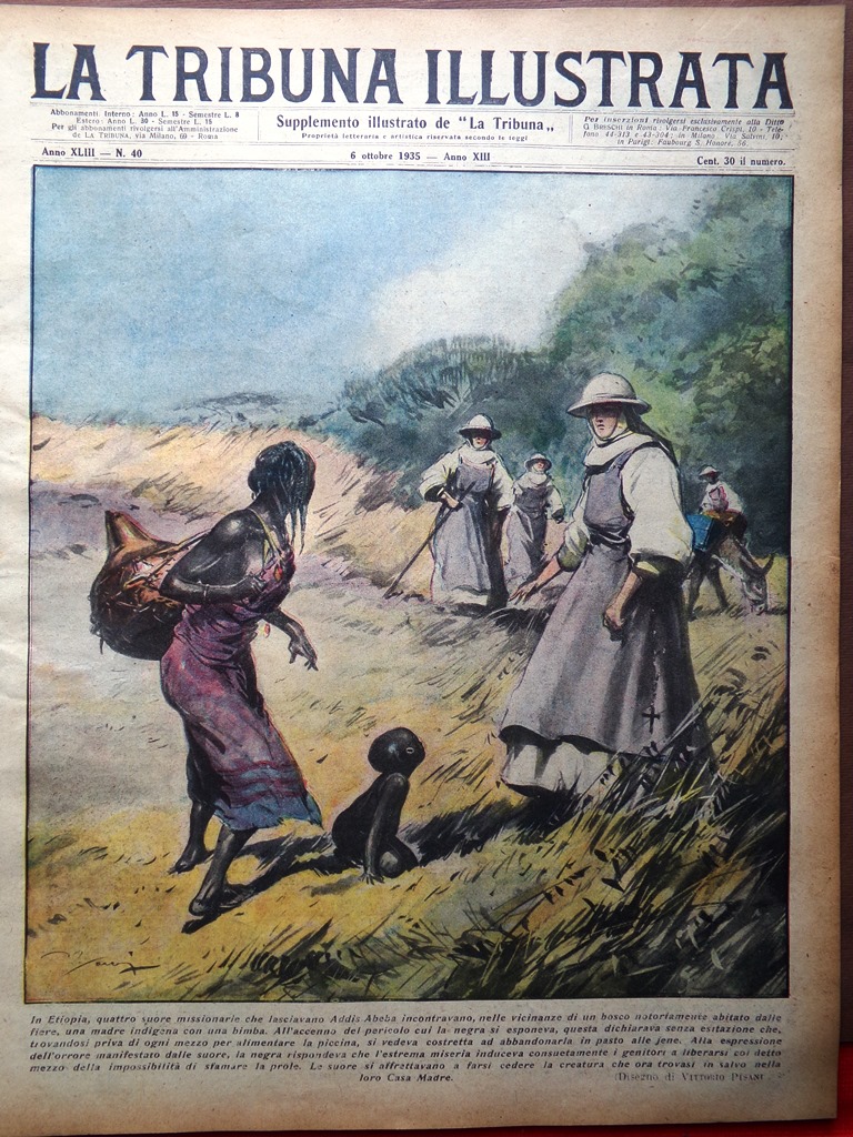 La Tribuna Illustrata 6 Ottobre 1935 Asmara Nyabinghi Carignano Donatori …