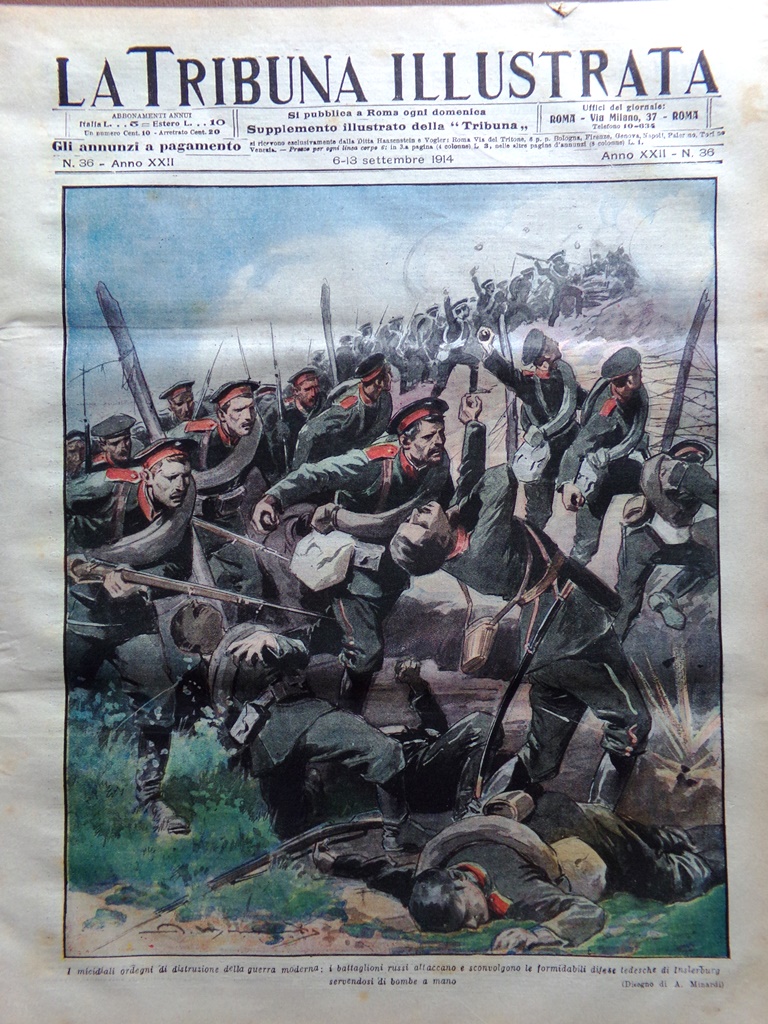 La Tribuna Illustrata 6 Settembre 1914 WW1 Puccini Ristori Arcais …