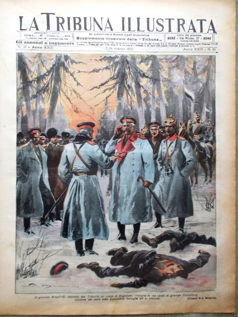 La Tribuna Illustrata 7 Marzo 1915 WW1 Battaglia Augustow Teatro …
