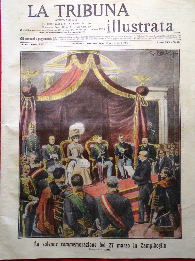 La Tribuna Illustrata 9 Aprile 1911 Ariccia Lötschberg Benelli Esposizione …
