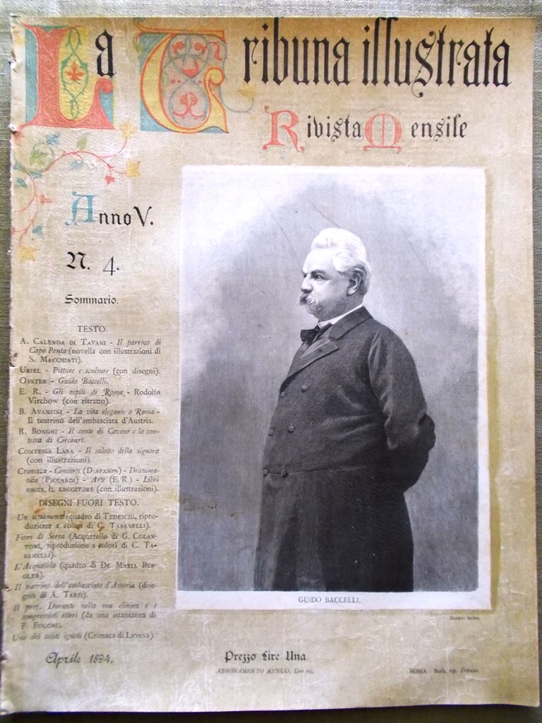 La Tribuna Illustrata Mensile Aprile 1894 Guido Baccelli Rudolf Virchow …